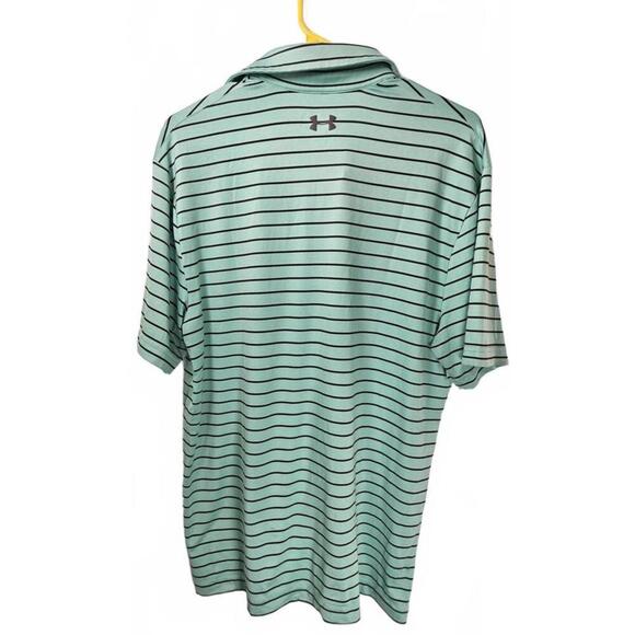 Under Armour Men's Striped Mint Green Heatgear Playoff Polo Size Medium - Picture 2 of 6
